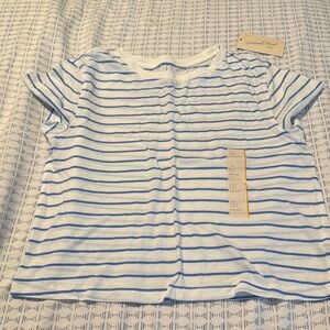 Blue and White Striped Short Sleeve Tee